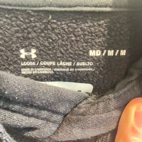 Under Armour Big Logo Hoodie Medium Gray Mens Athleisure Casual Pullover Grunge - Picture 6 of 9
